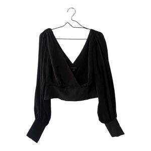 Banana Republic Factory Black V Back Crop Top Blouse Women’s Size 8